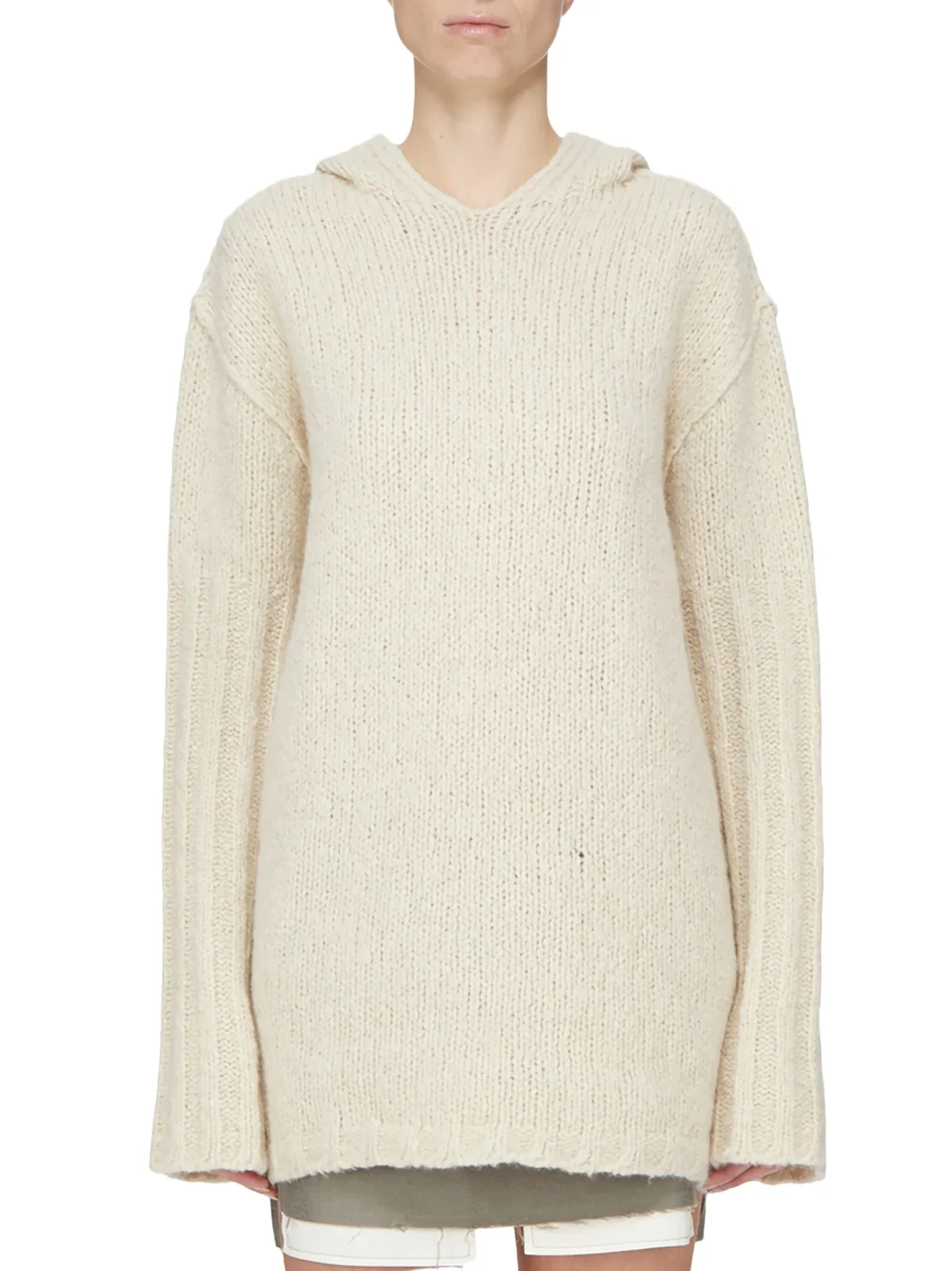 Rick Owens Silk Cashmere Oversized Hoodie in Natural