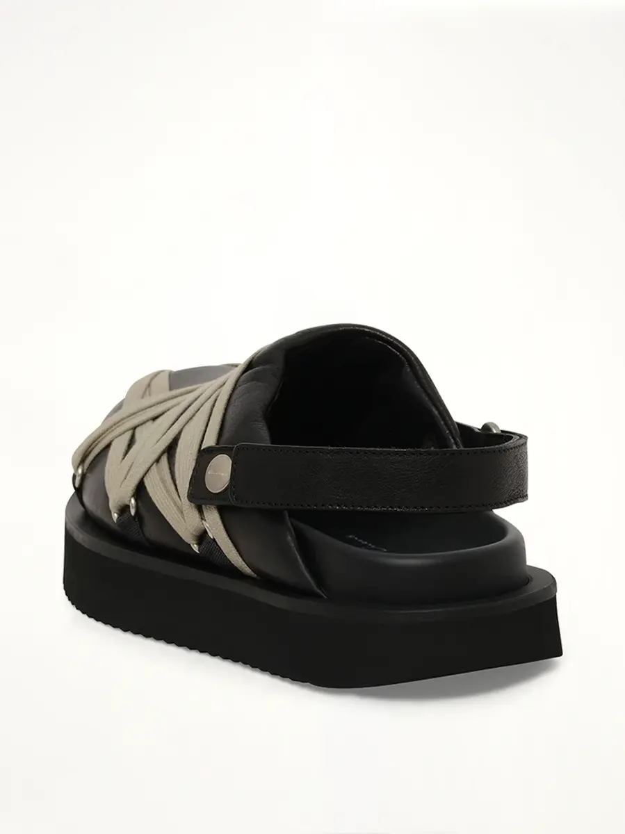 Rick Owens Padded Megalace Sandal in Black/pearl | Thumbnail 3 Rick Owens Padded Megalace Sandal in Black/pearl | Thumbnail 3