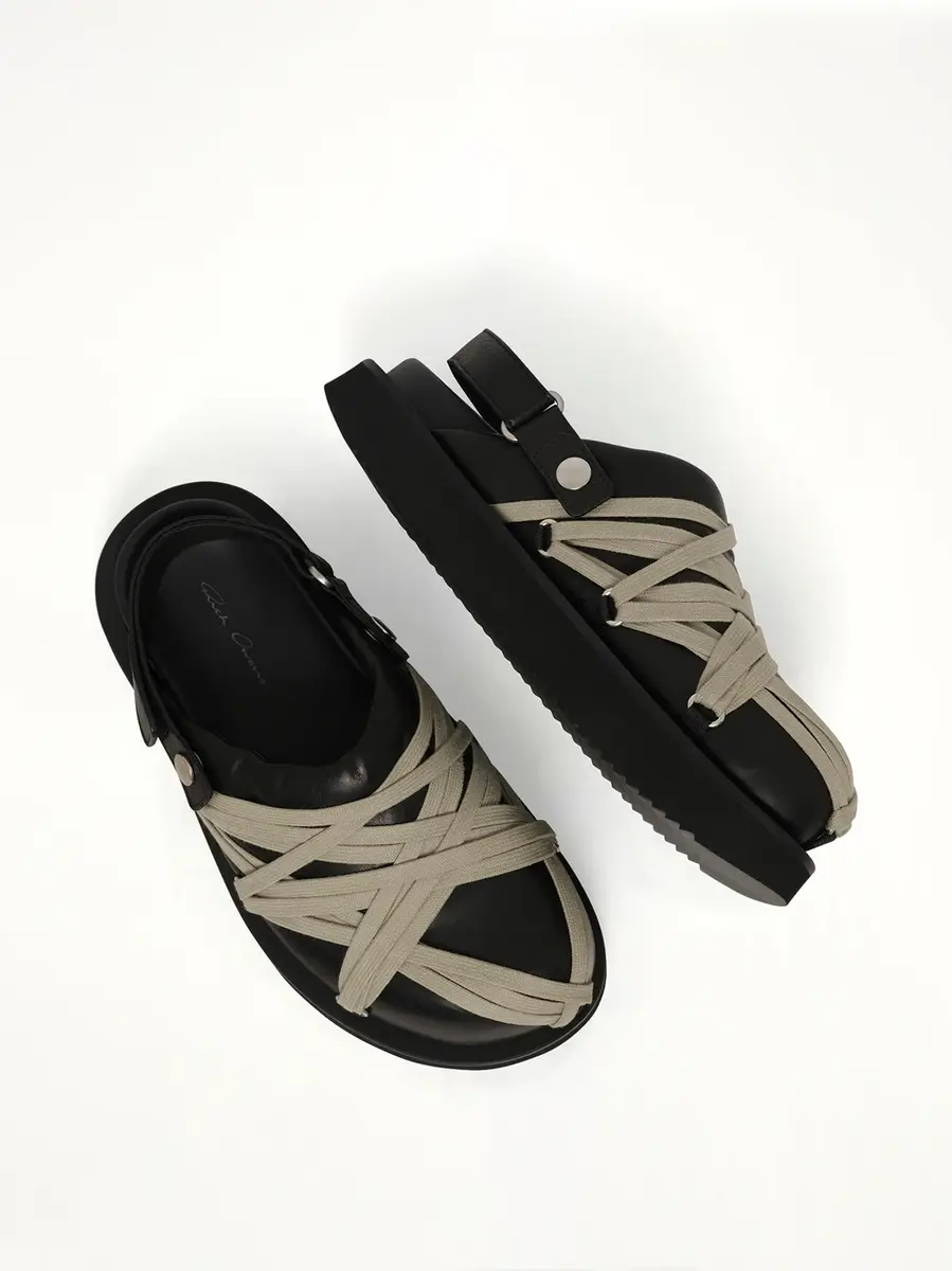 Rick Owens Padded Megalace Sandal in Black/pearl | Thumbnail 4 Rick Owens Padded Megalace Sandal in Black/pearl | Thumbnail 4