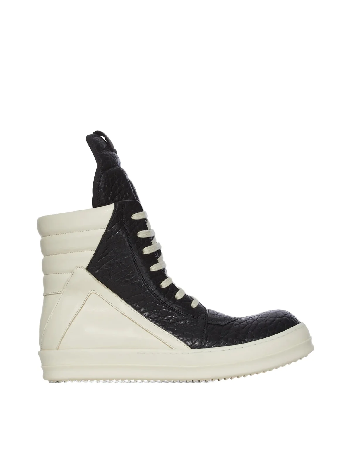 Rick Owens Geobasket Heel Sneaker in Black/milk