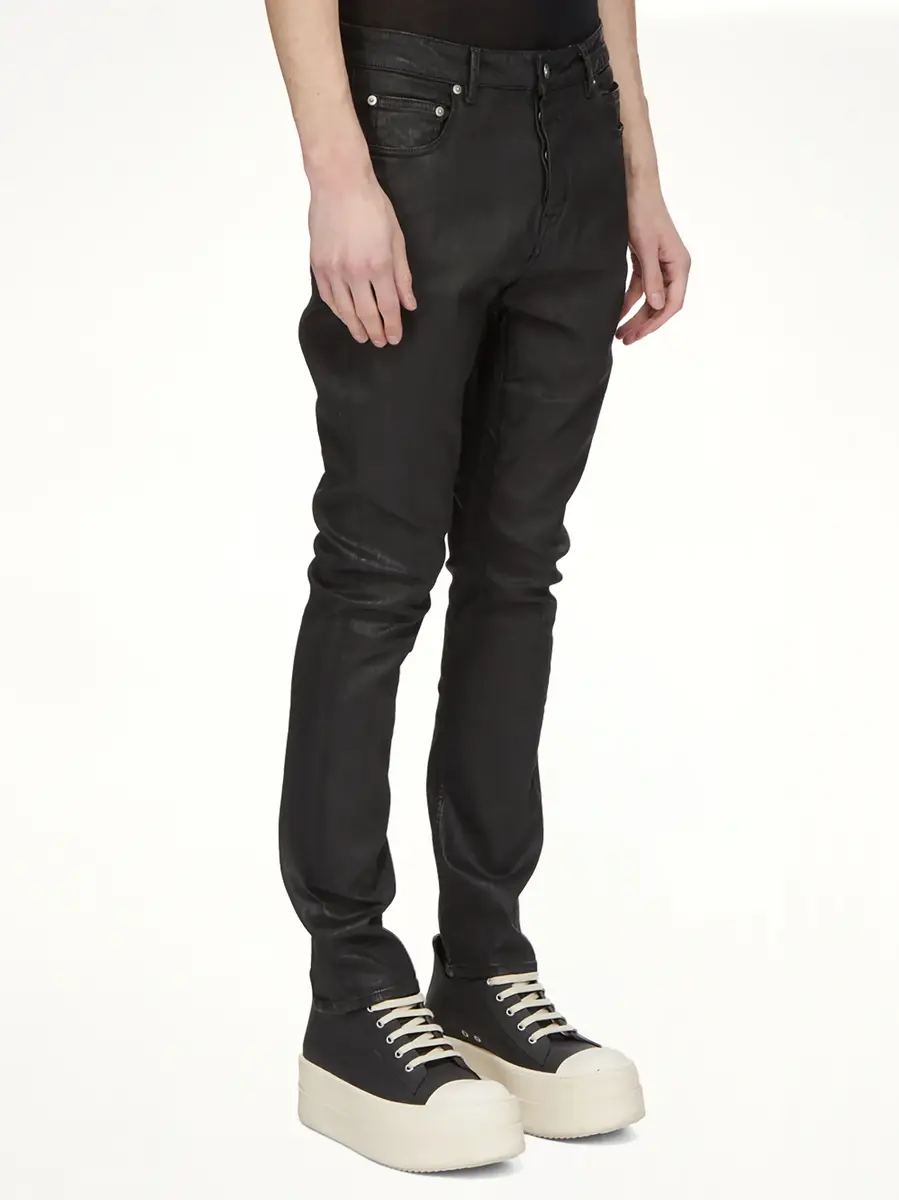 RICK OWENS DRKSHDW Stretch Denim Detroit Cut Jeans in Black Wax | Thumbnail 3 RICK OWENS DRKSHDW Stretch Denim Detroit Cut Jeans in Black Wax | Thumbnail 3