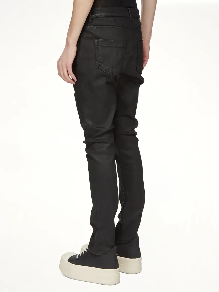 RICK OWENS DRKSHDW Stretch Denim Detroit Cut Jeans in Black Wax | Thumbnail 4 RICK OWENS DRKSHDW Stretch Denim Detroit Cut Jeans in Black Wax | Thumbnail 4