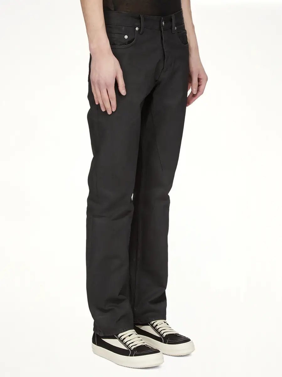 RICK OWENS DRKSHDW 13oz Denim Fog Cut Jeans in Black Wax | Thumbnail 3