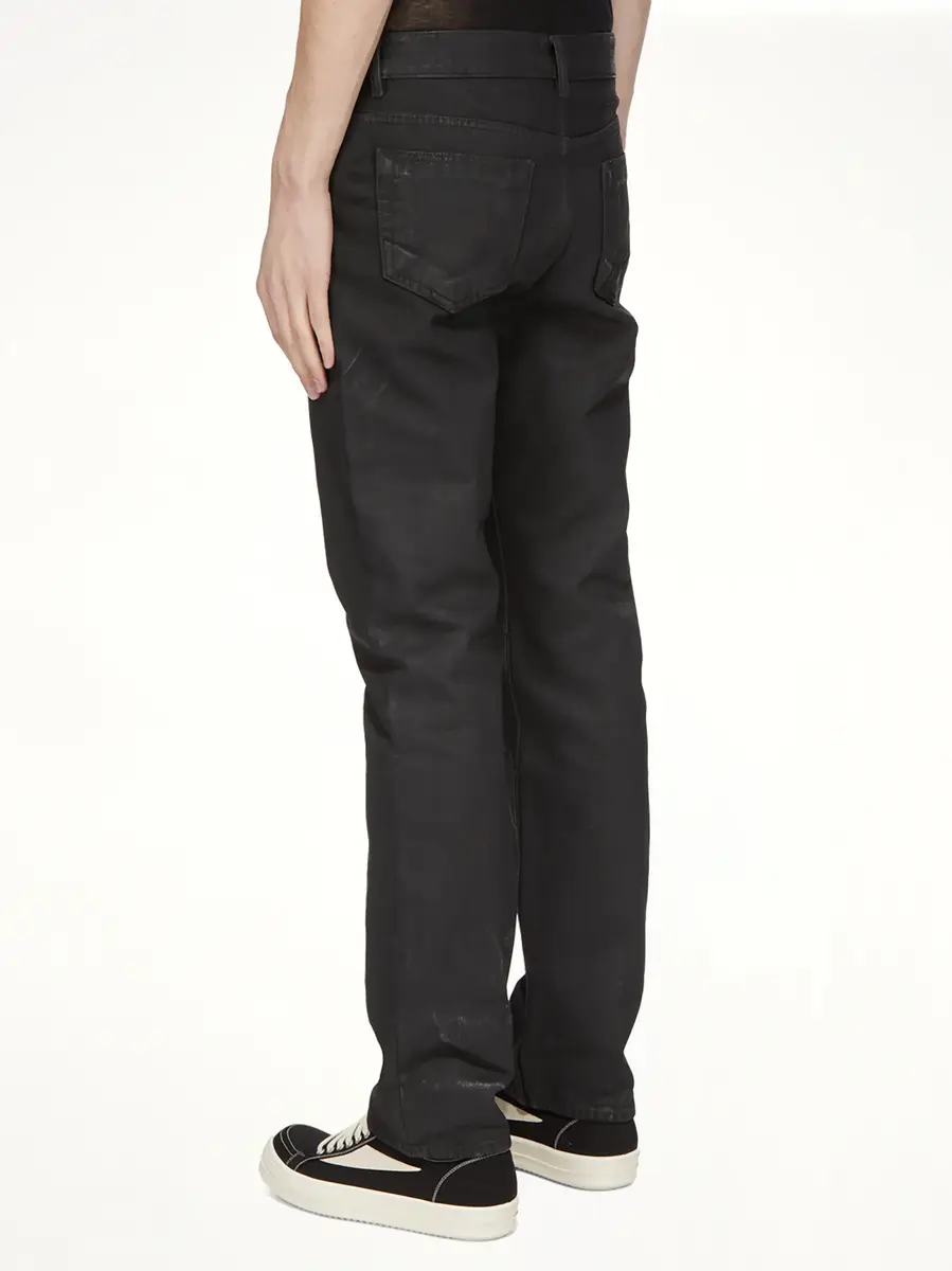 RICK OWENS DRKSHDW 13oz Denim Fog Cut Jeans in Black Wax | Thumbnail 4