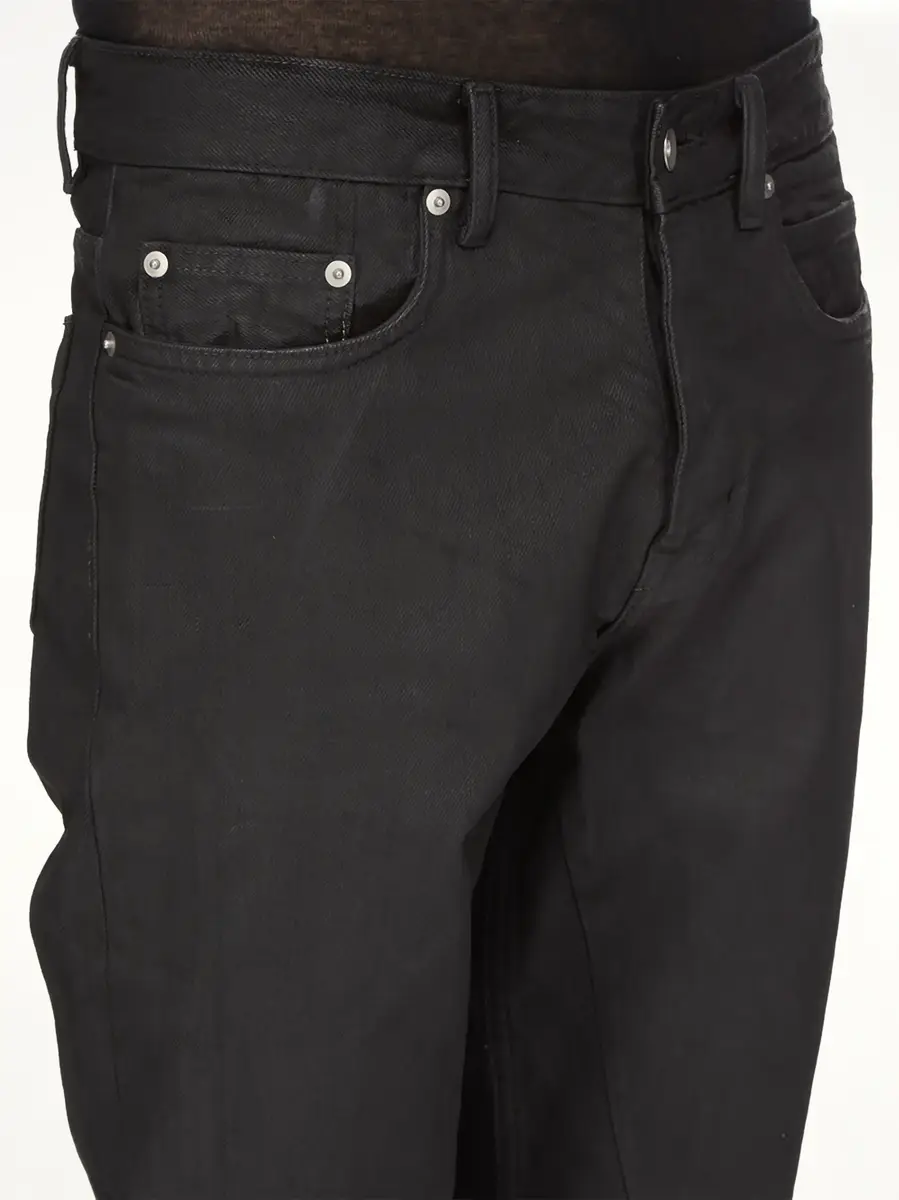 RICK OWENS DRKSHDW 13oz Denim Fog Cut Jeans in Black Wax | Thumbnail 5