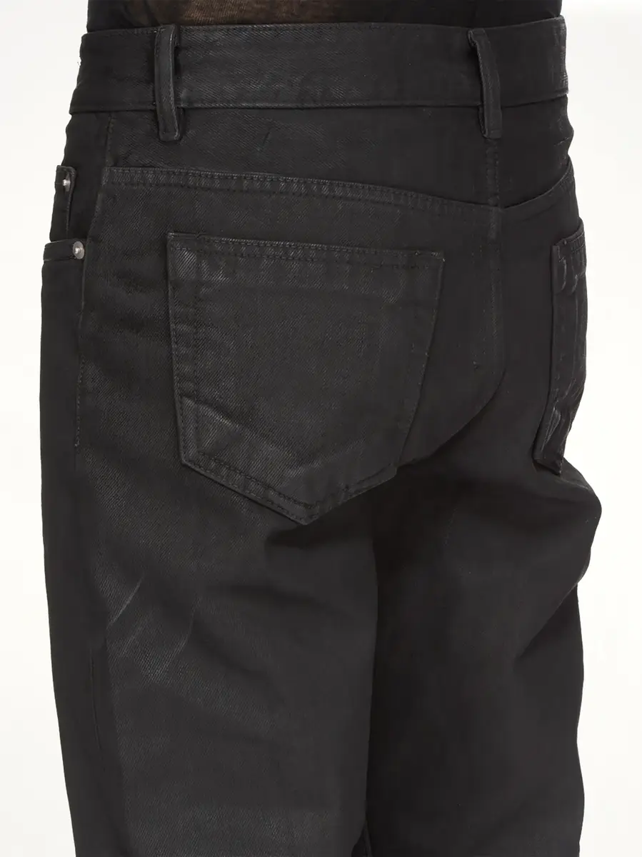 RICK OWENS DRKSHDW 13oz Denim Fog Cut Jeans in Black Wax | Thumbnail 6