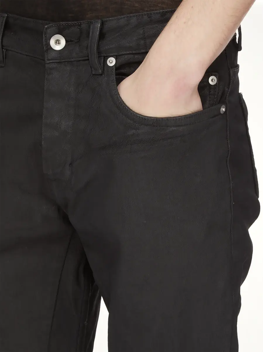 RICK OWENS DRKSHDW 13oz Denim Fog Cut Jeans in Black Wax | Thumbnail 7