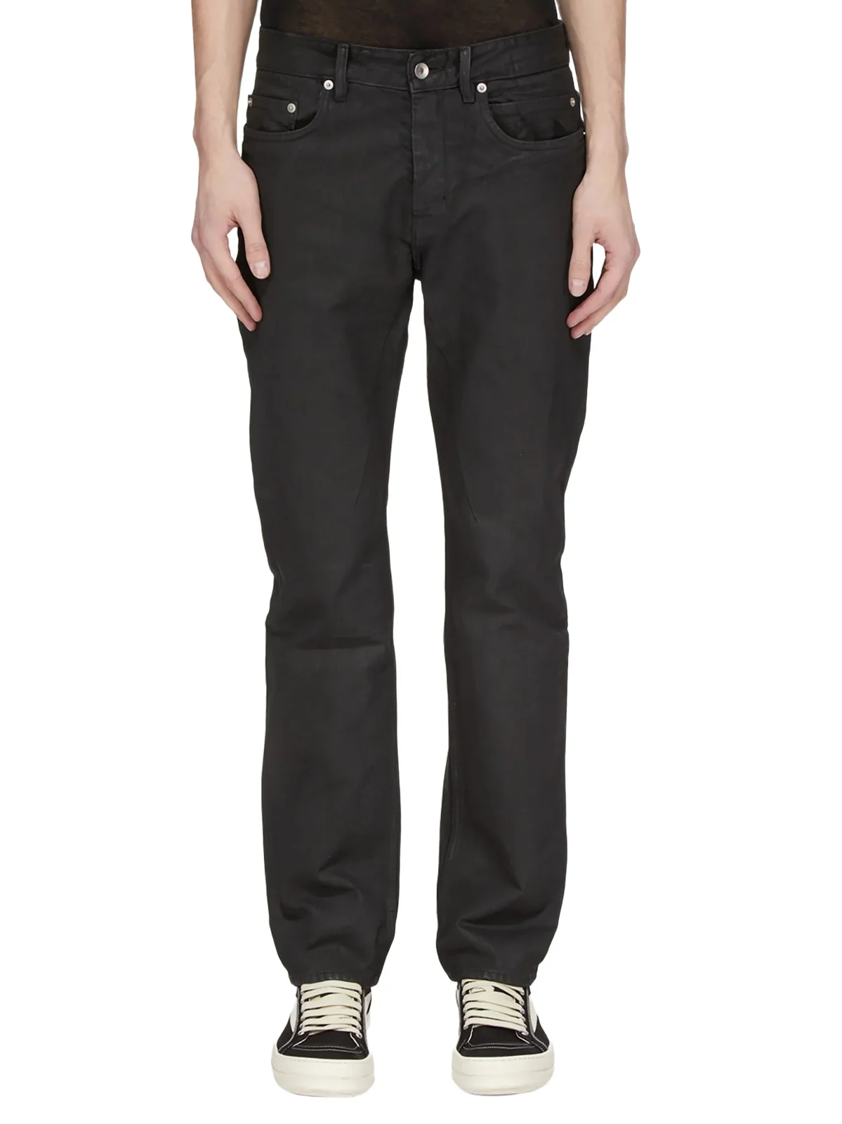 RICK OWENS DRKSHDW 13oz Denim Fog Cut Jeans in Black Wax