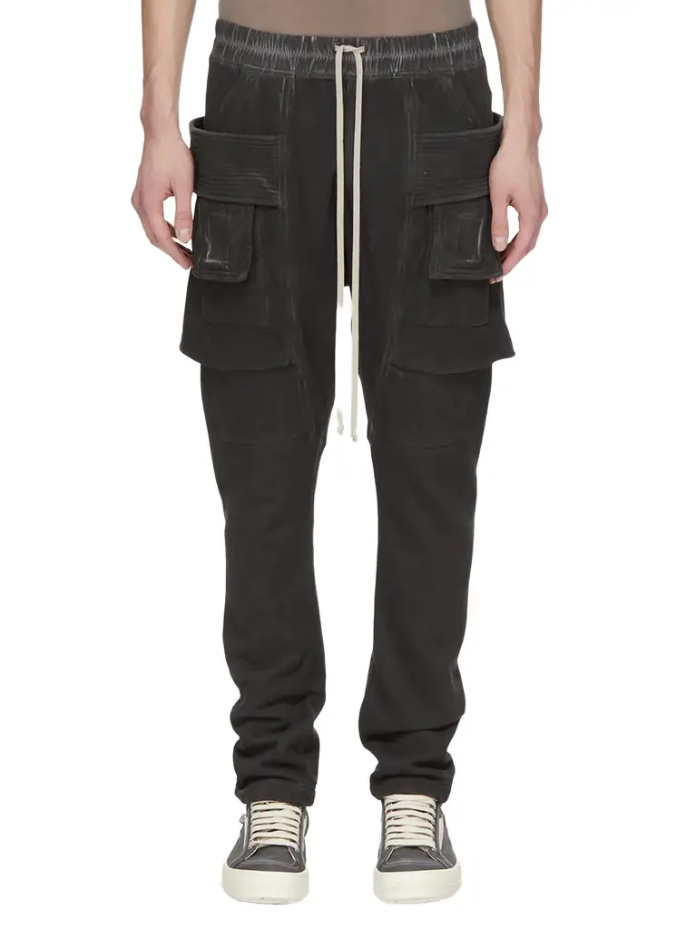 RICK OWENS DRKSHDW Creatch Cargo Drawstring in Faded Black