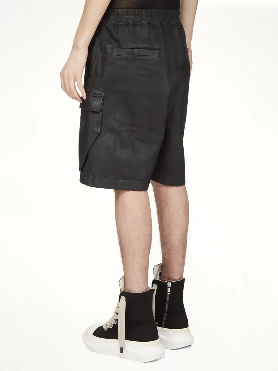 RICK OWENS DRKSHDW Megacrust Denim Cargobela Shorts in Black Wax | Thumbnail 4 RICK OWENS DRKSHDW Megacrust Denim Cargobela Shorts in Black Wax | Thumbnail 4