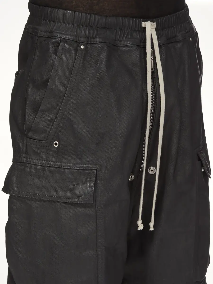RICK OWENS DRKSHDW Megacrust Denim Cargobela Shorts in Black Wax | Thumbnail 5 RICK OWENS DRKSHDW Megacrust Denim Cargobela Shorts in Black Wax | Thumbnail 5