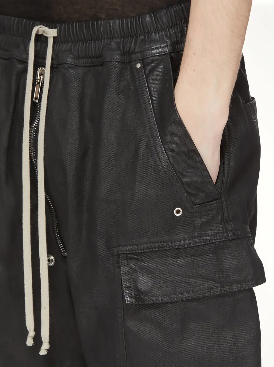 RICK OWENS DRKSHDW Megacrust Denim Cargobela Shorts in Black Wax | Thumbnail 7 RICK OWENS DRKSHDW Megacrust Denim Cargobela Shorts in Black Wax | Thumbnail 7