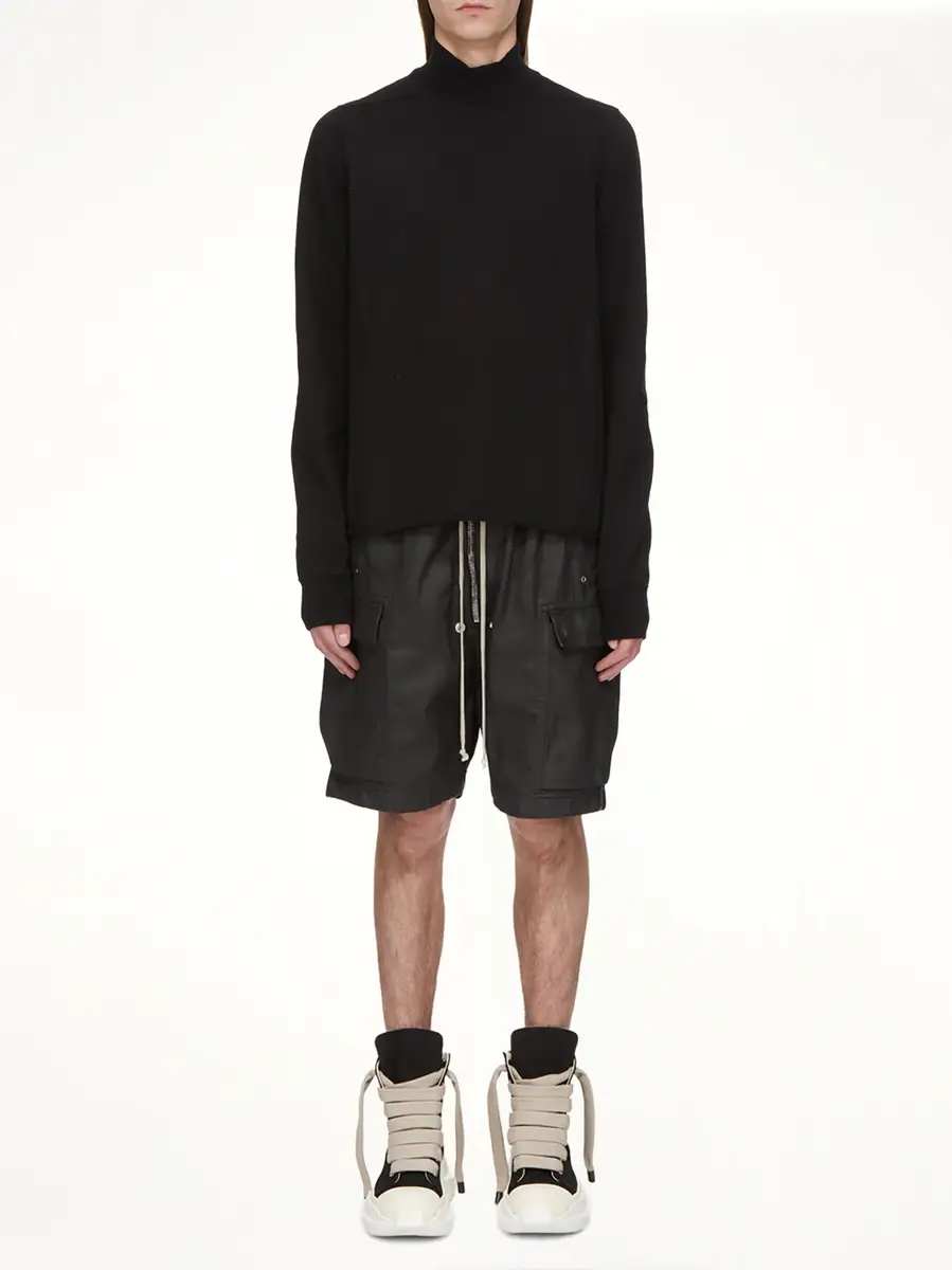 RICK OWENS DRKSHDW Megacrust Denim Cargobela Shorts in Black Wax | Thumbnail 8 RICK OWENS DRKSHDW Megacrust Denim Cargobela Shorts in Black Wax | Thumbnail 8
