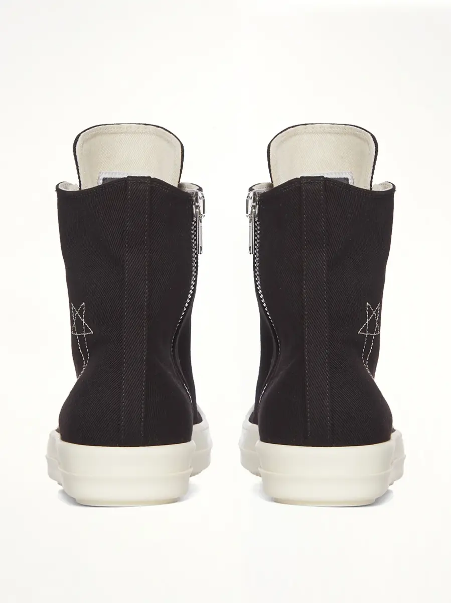 RICK OWENS DRKSHDW Denim Pentagram Sneaks in Black/pearl/milk | Thumbnail 4 RICK OWENS DRKSHDW Denim Pentagram Sneaks in Black/pearl/milk | Thumbnail 4
