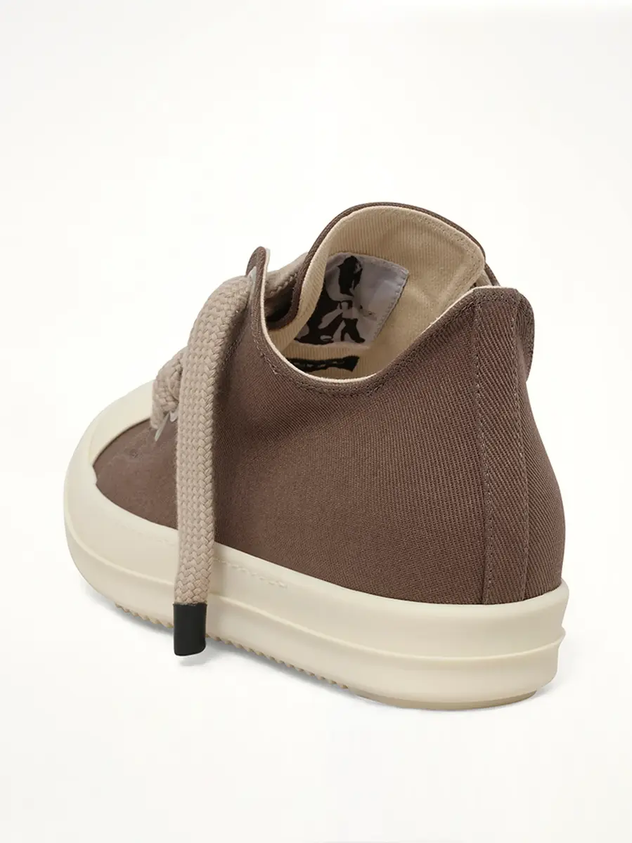 RICK OWENS DRKSHDW 13oz Overdyed Denim Jumbolace Low Sneaks in Dust | Thumbnail 3