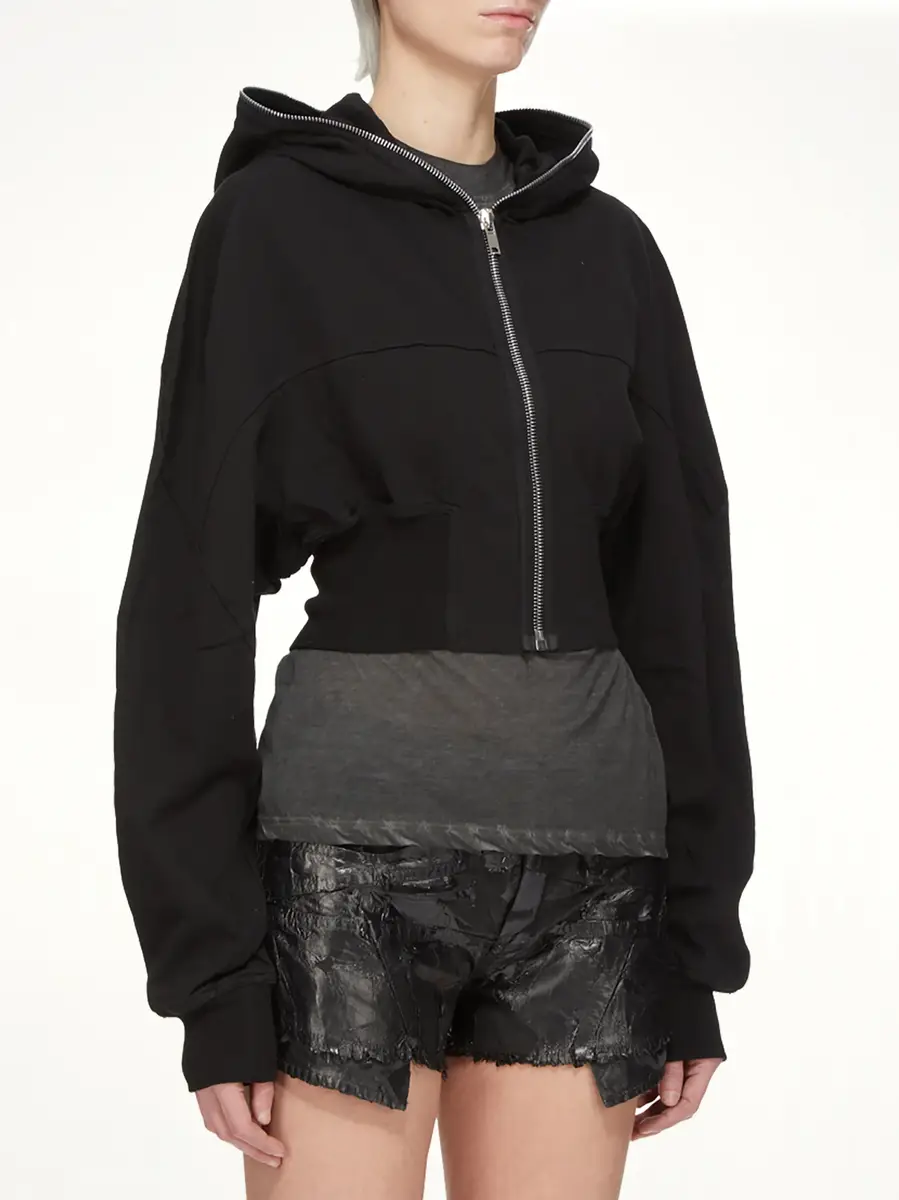RICK OWENS DRKSHDW Compact Jersey Collage Gimp Hoodie | Thumbnail 3 RICK OWENS DRKSHDW Compact Jersey Collage Gimp Hoodie | Thumbnail 3