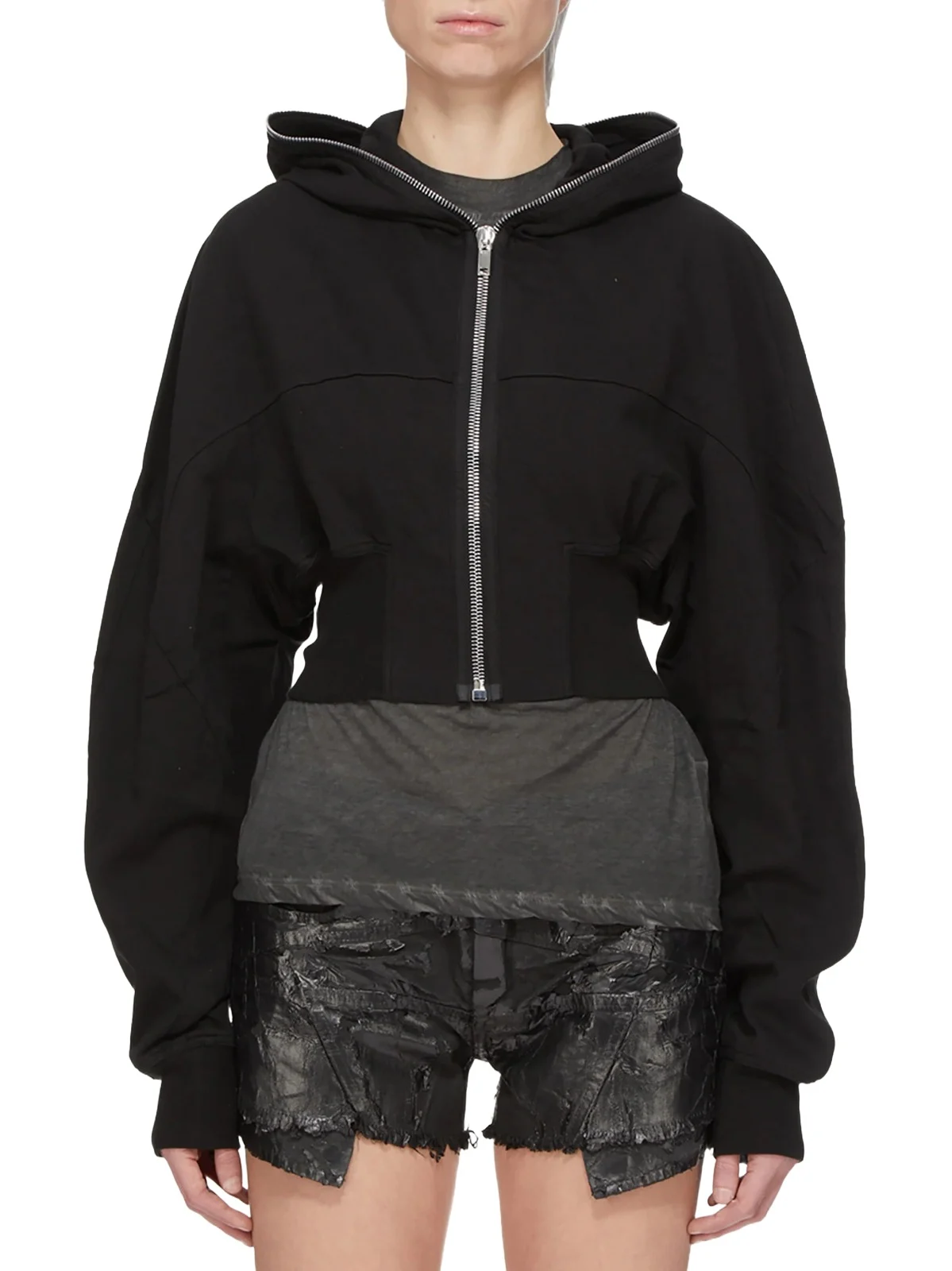 RICK OWENS DRKSHDW Compact Jersey Collage Gimp Hoodie