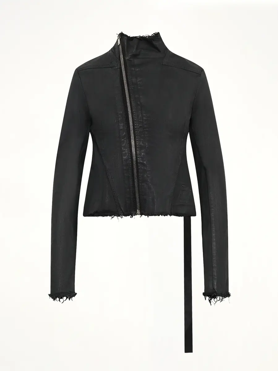 RICK OWENS DRKSHDW Stretch Denim Naska Gary Jacket in Black Wax | Thumbnail 2 RICK OWENS DRKSHDW Stretch Denim Naska Gary Jacket in Black Wax | Thumbnail 2