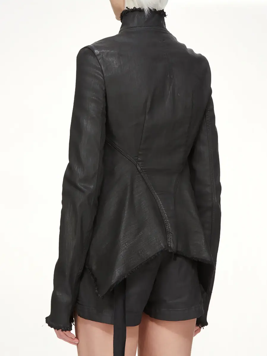 RICK OWENS DRKSHDW Stretch Denim Naska Gary Jacket in Black Wax | Thumbnail 4 RICK OWENS DRKSHDW Stretch Denim Naska Gary Jacket in Black Wax | Thumbnail 4