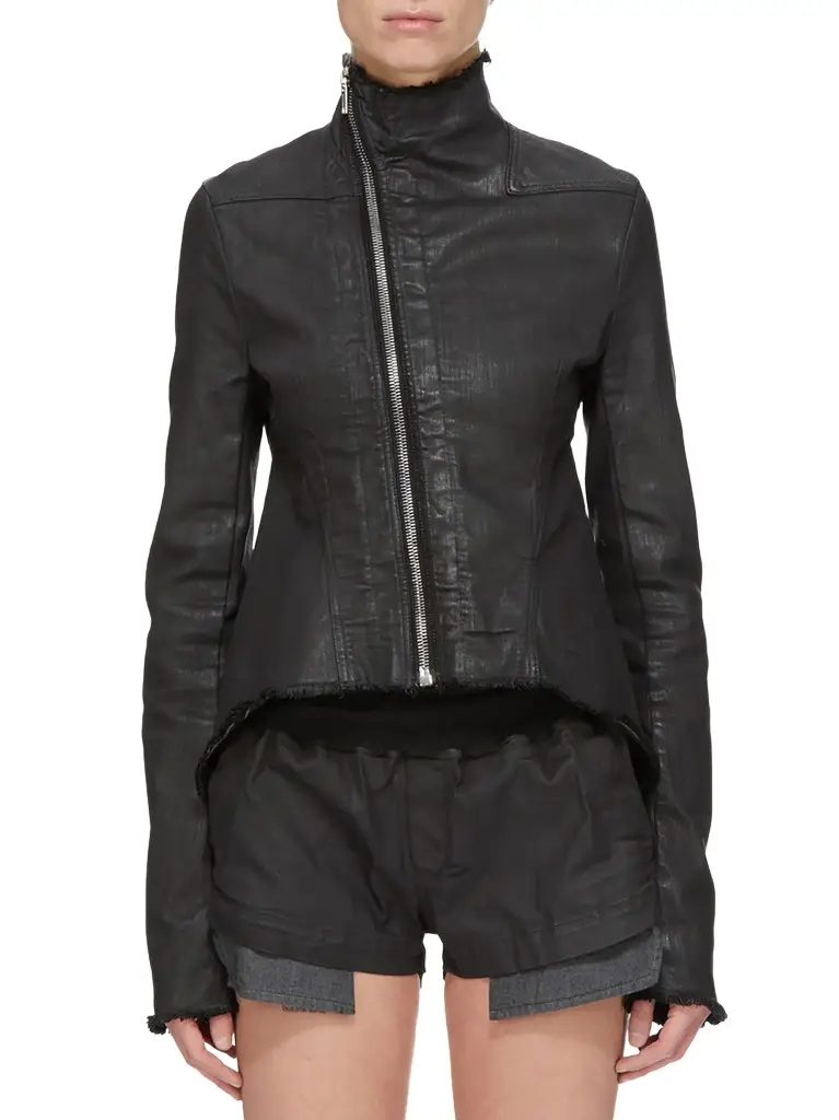 RICK OWENS DRKSHDW Stretch Denim Naska Gary Jacket in Black Wax