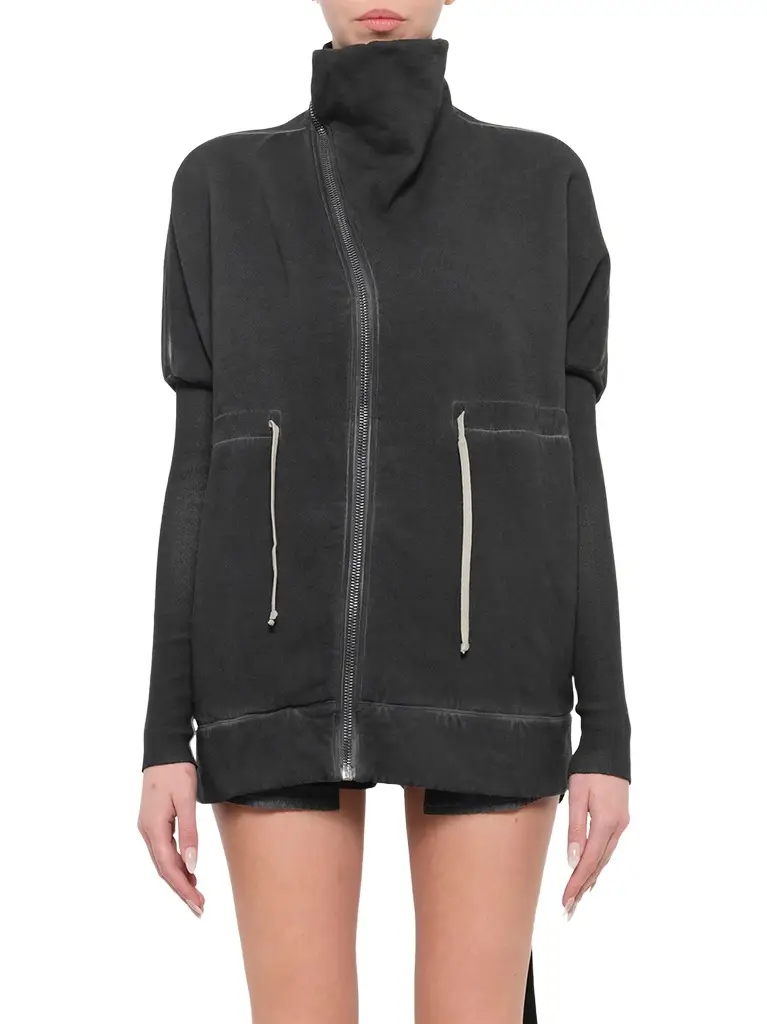 RICK OWENS DRKSHDW Stonewashed Mountain Sail Sweatshirt in Faded Black