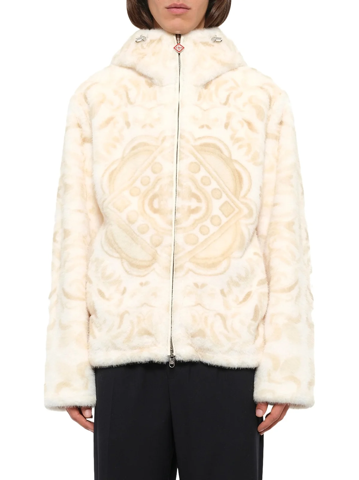 Casablanca Carpet Print Faux Fur Hoodie