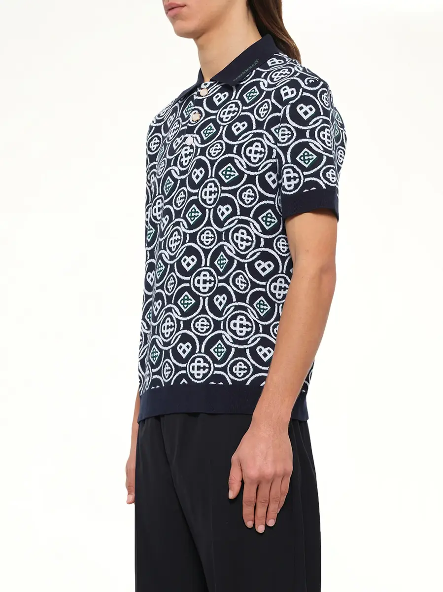 Casablanca Cotton CC Monogram Polo Shirt | Thumbnail 3 Casablanca Cotton CC Monogram Polo Shirt | Thumbnail 3