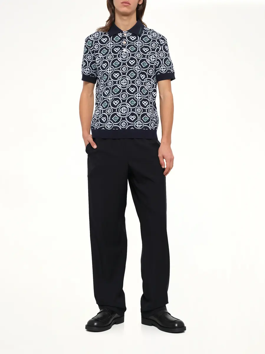Casablanca Cotton CC Monogram Polo Shirt | Thumbnail 4 Casablanca Cotton CC Monogram Polo Shirt | Thumbnail 4