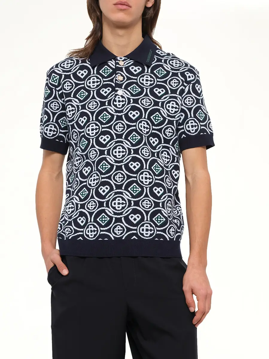 Casablanca Cotton CC Monogram Polo Shirt | Thumbnail 6 Casablanca Cotton CC Monogram Polo Shirt | Thumbnail 6