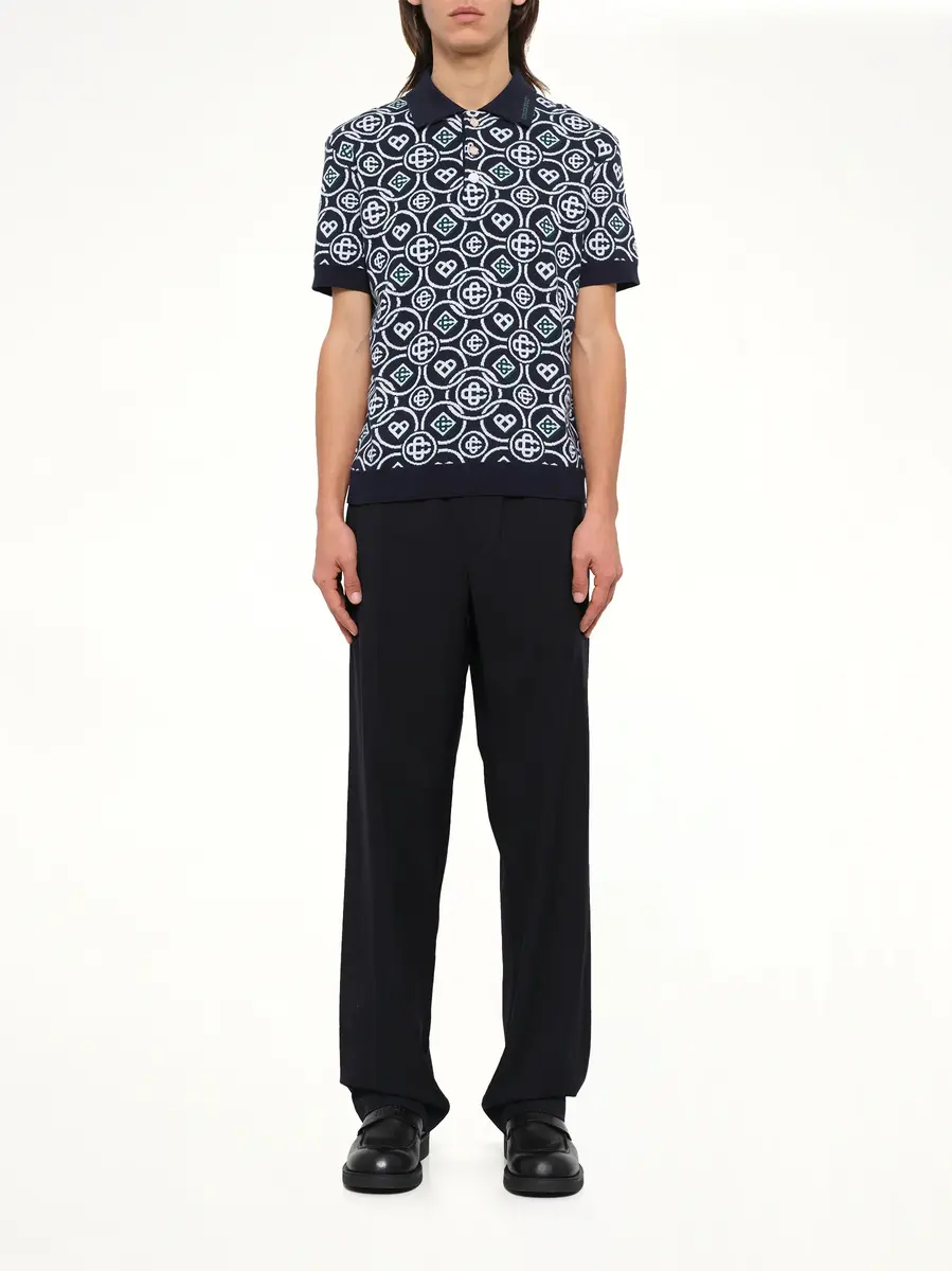Casablanca Cotton CC Monogram Polo Shirt | Thumbnail 7 Casablanca Cotton CC Monogram Polo Shirt | Thumbnail 7