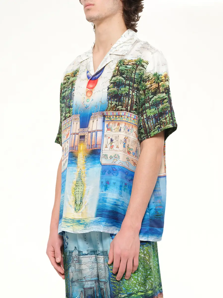 Casablanca Trompe L'oeil Cuban Collar SS Shirt | Thumbnail 3 Casablanca Trompe L'oeil Cuban Collar SS Shirt | Thumbnail 3