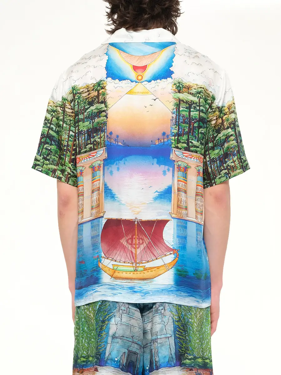 Casablanca Trompe L'oeil Cuban Collar SS Shirt | Thumbnail 5 Casablanca Trompe L'oeil Cuban Collar SS Shirt | Thumbnail 5