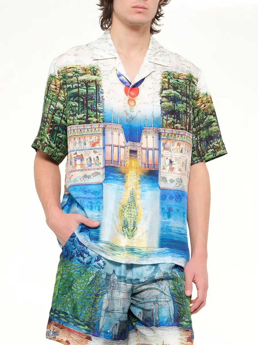 Casablanca Trompe L'oeil Cuban Collar SS Shirt | Thumbnail 6 Casablanca Trompe L'oeil Cuban Collar SS Shirt | Thumbnail 6