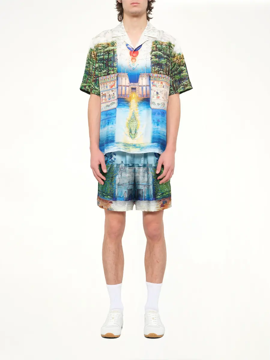 Casablanca Trompe L'oeil Cuban Collar SS Shirt | Thumbnail 7 Casablanca Trompe L'oeil Cuban Collar SS Shirt | Thumbnail 7
