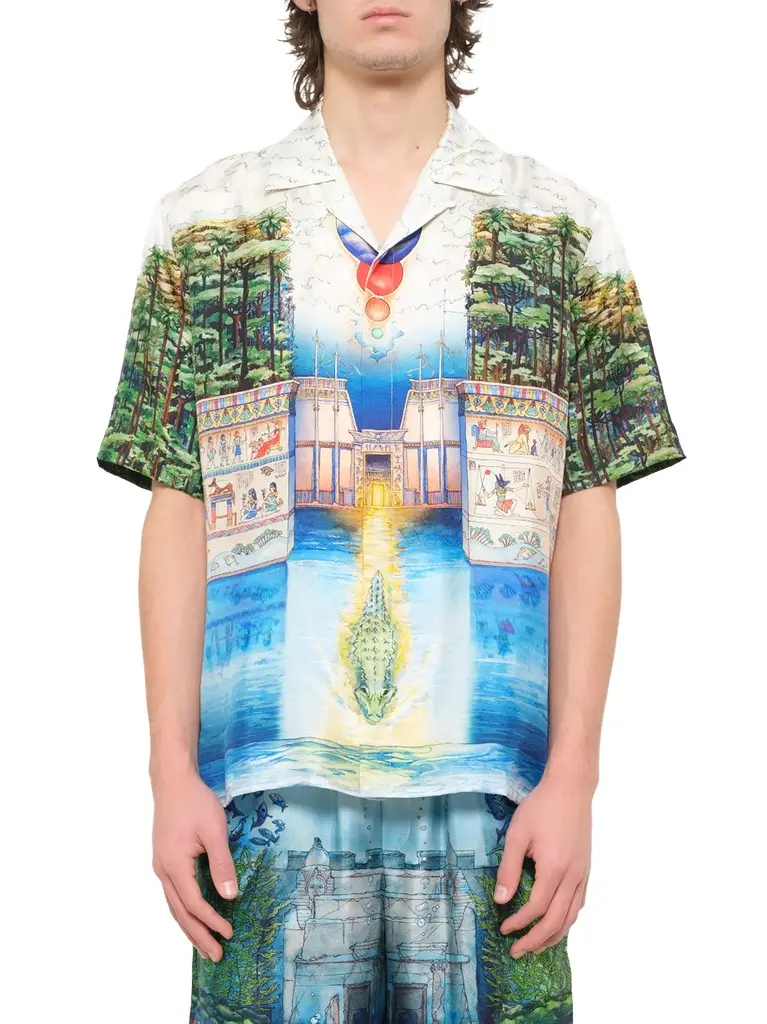 Casablanca Trompe L'oeil Cuban Collar SS Shirt