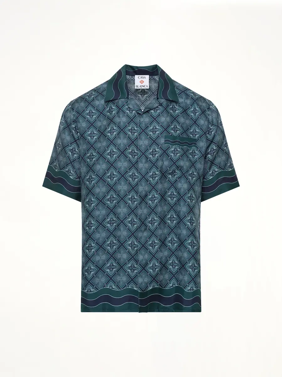 Casablanca Radiating Monogram Cuban Collar SS Shirt | Thumbnail 2 Casablanca Radiating Monogram Cuban Collar SS Shirt | Thumbnail 2