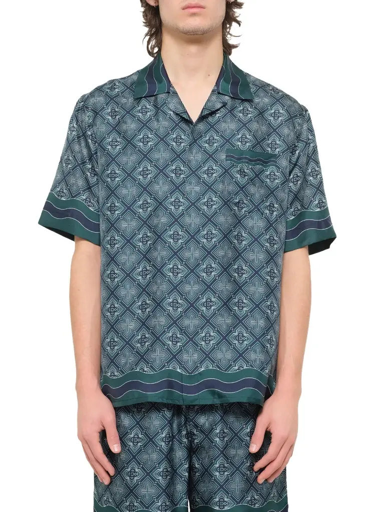 Casablanca Radiating Monogram Cuban Collar SS Shirt