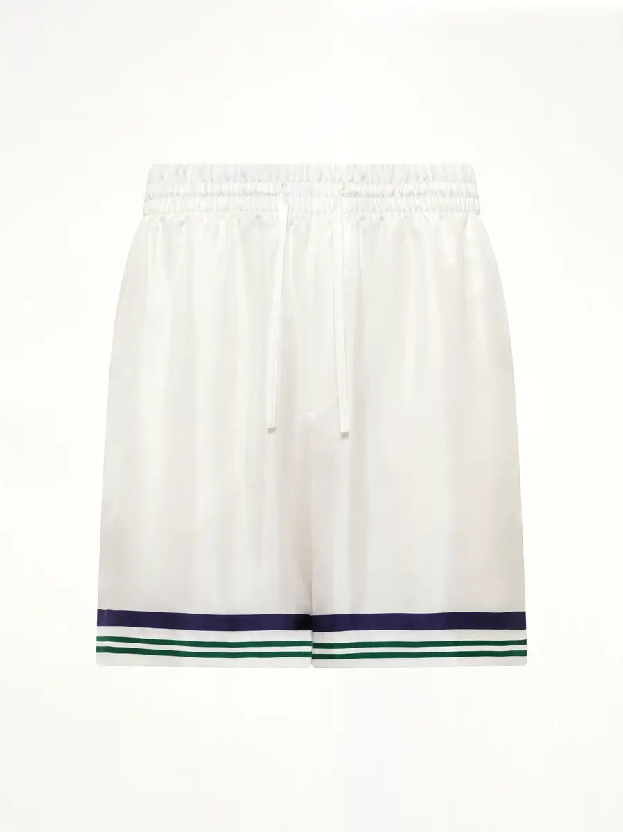 Casablanca Hotel Emblem Silk Shorts | Thumbnail 2 Casablanca Hotel Emblem Silk Shorts | Thumbnail 2