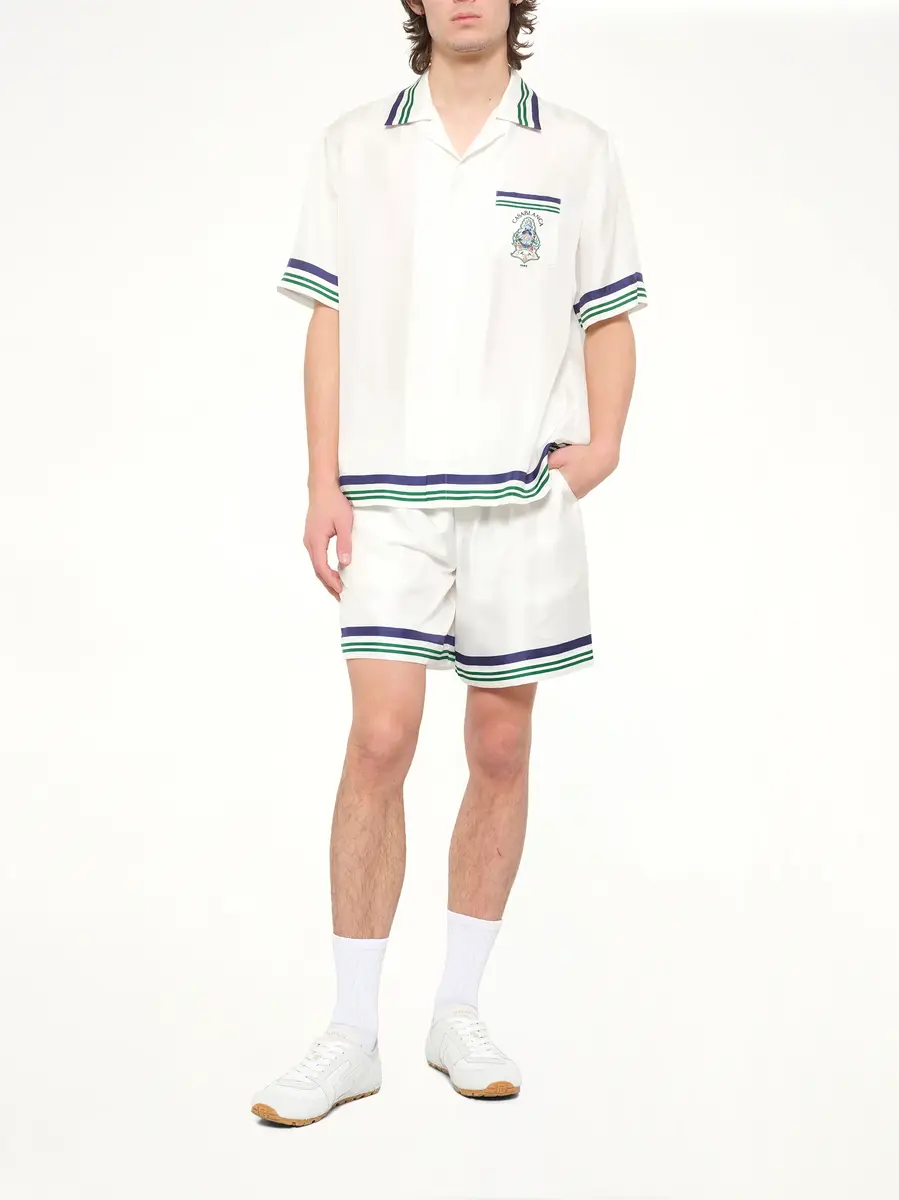 Casablanca Hotel Emblem Silk Shorts | Thumbnail 4 Casablanca Hotel Emblem Silk Shorts | Thumbnail 4