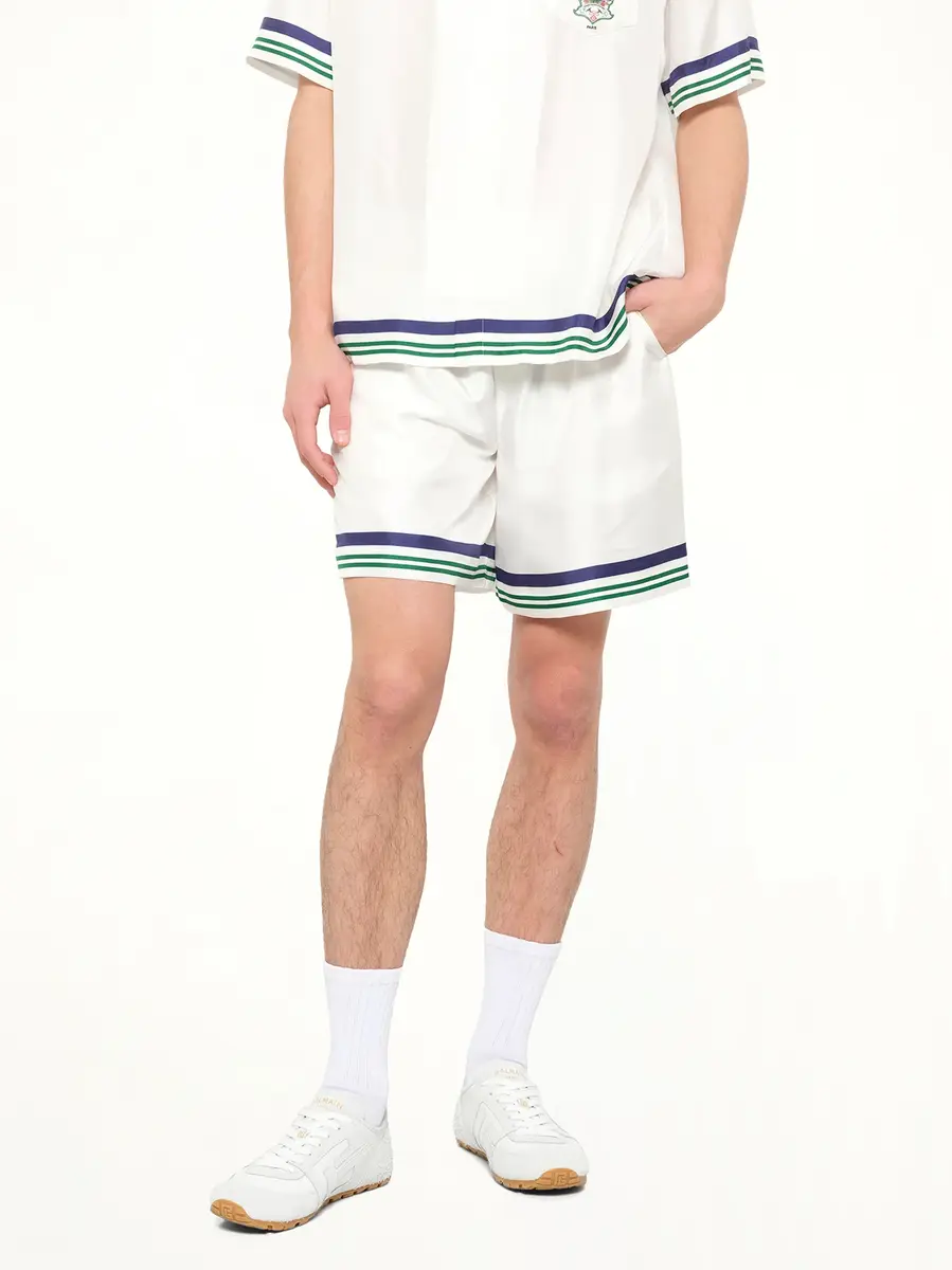Casablanca Hotel Emblem Silk Shorts | Thumbnail 6 Casablanca Hotel Emblem Silk Shorts | Thumbnail 6