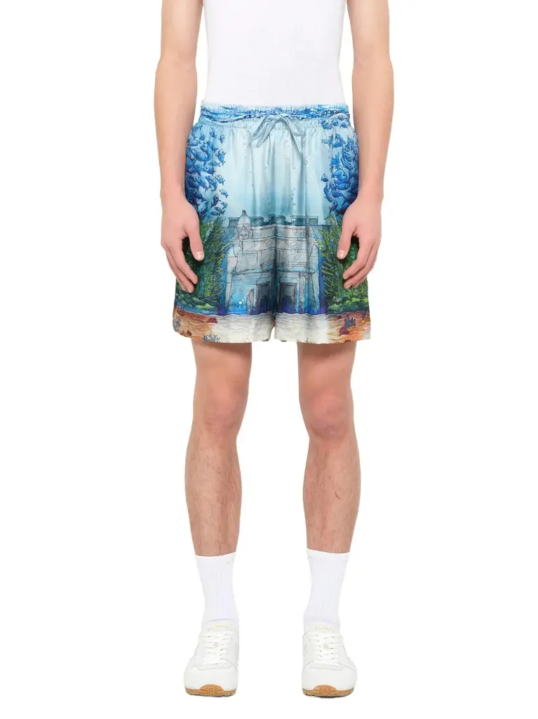 Casablanca Trompe L'oeil Silk Shorts