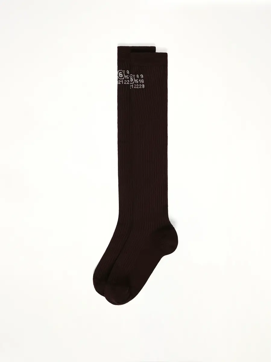 MM6 MAISON MARGIELA Mm6 Logo Socks in Chocolate | Thumbnail 2 MM6 MAISON MARGIELA Mm6 Logo Socks in Chocolate | Thumbnail 2