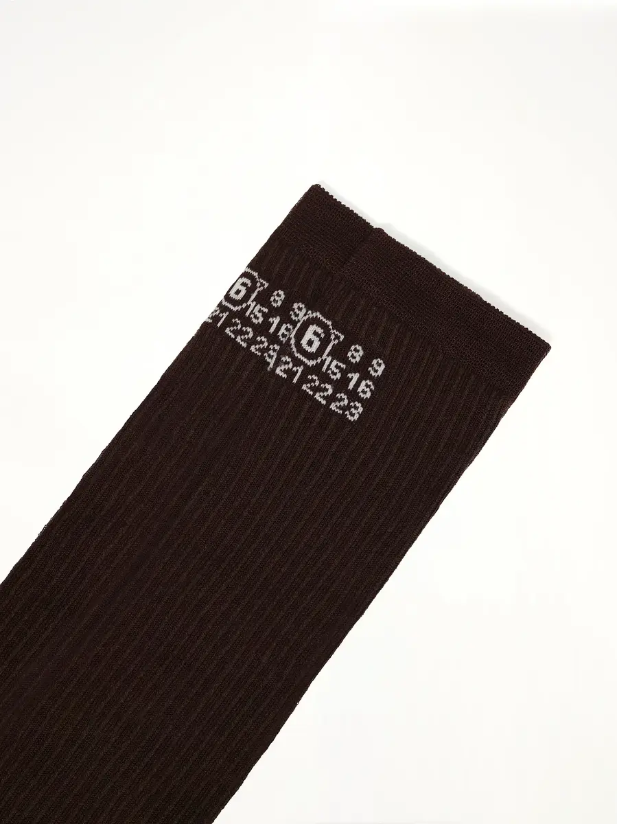 MM6 MAISON MARGIELA Mm6 Logo Socks in Chocolate | Thumbnail 3 MM6 MAISON MARGIELA Mm6 Logo Socks in Chocolate | Thumbnail 3
