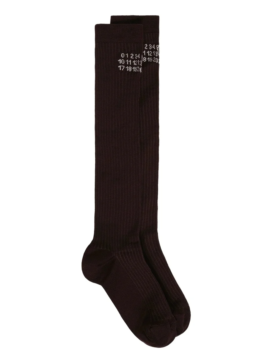 Mm6 Logo Socks in Chocolate