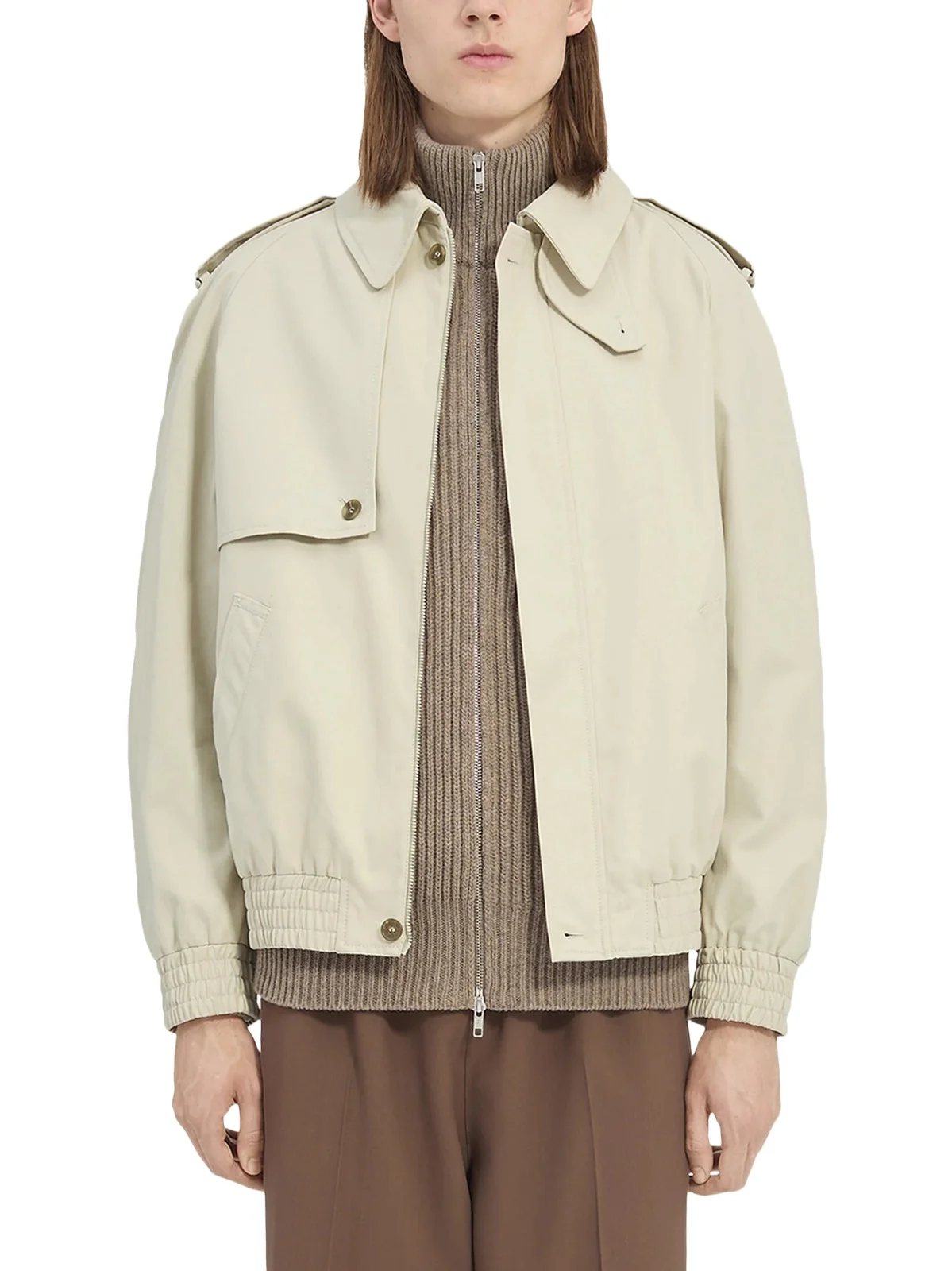 MM6 MAISON MARGIELA Light Cotton Twill Jacket in Ecrù