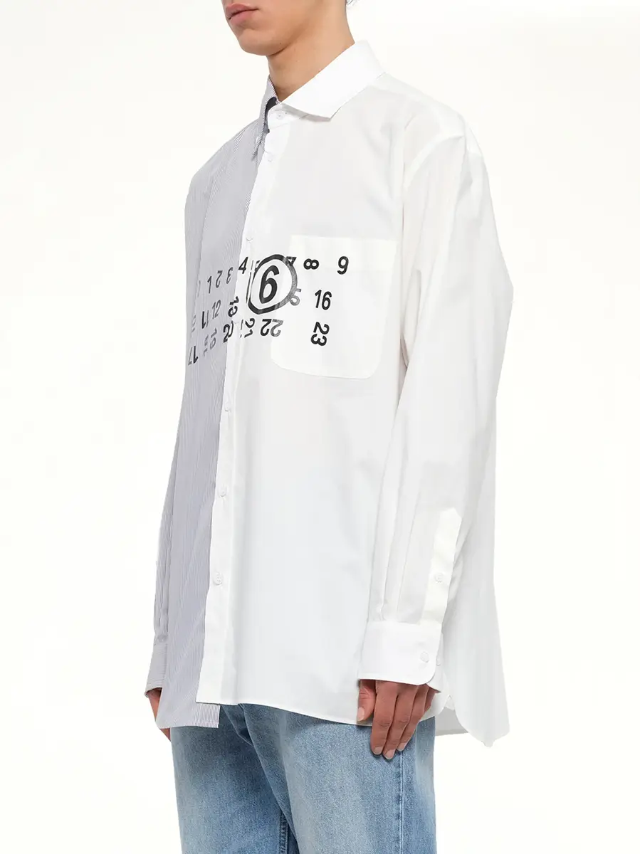 MM6 MAISON MARGIELA Long-sleeved Shirt in Off White/grey | Thumbnail 3 MM6 MAISON MARGIELA Long-sleeved Shirt in Off White/grey | Thumbnail 3