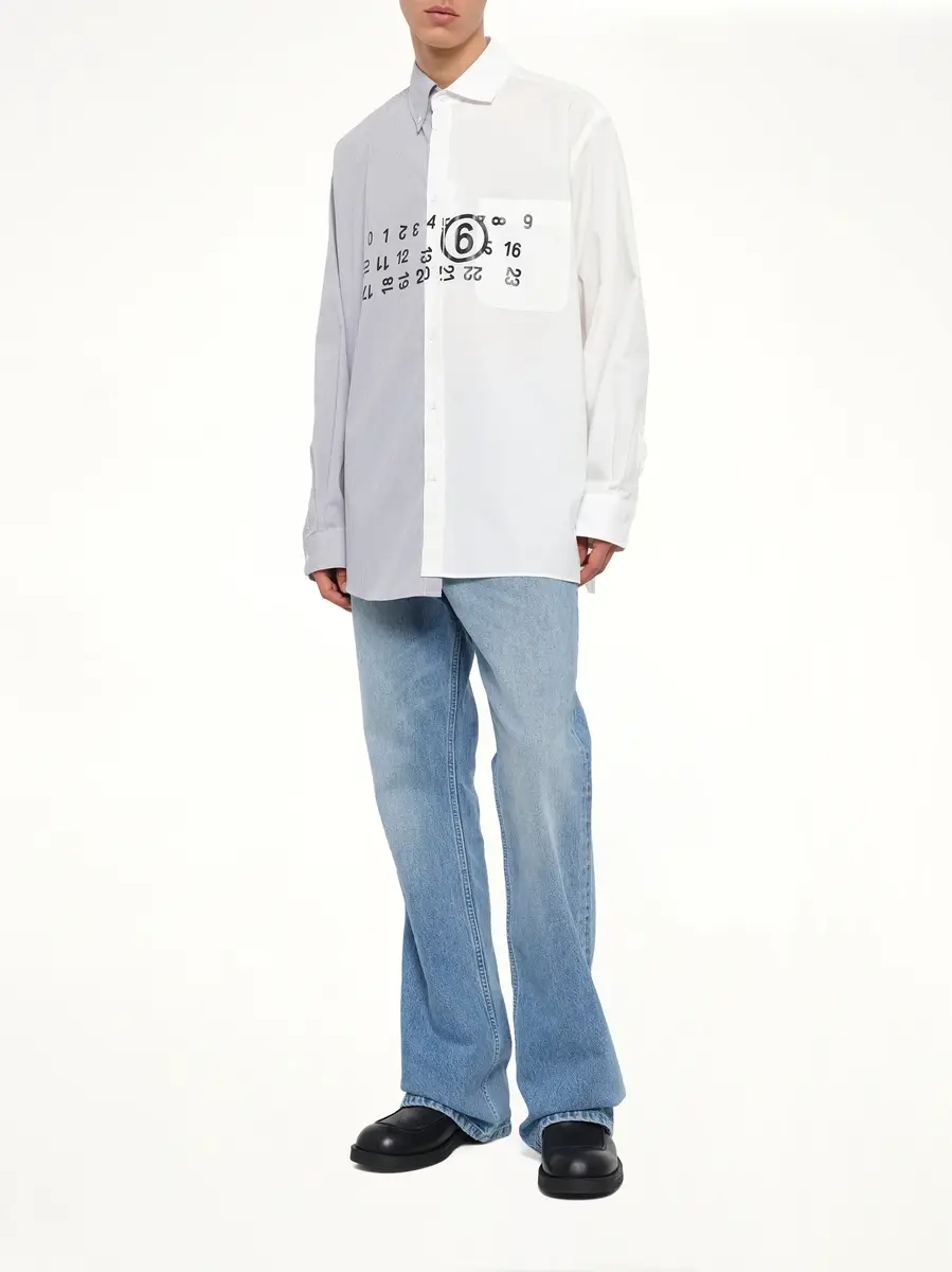 MM6 MAISON MARGIELA Long-sleeved Shirt in Off White/grey | Thumbnail 4 MM6 MAISON MARGIELA Long-sleeved Shirt in Off White/grey | Thumbnail 4