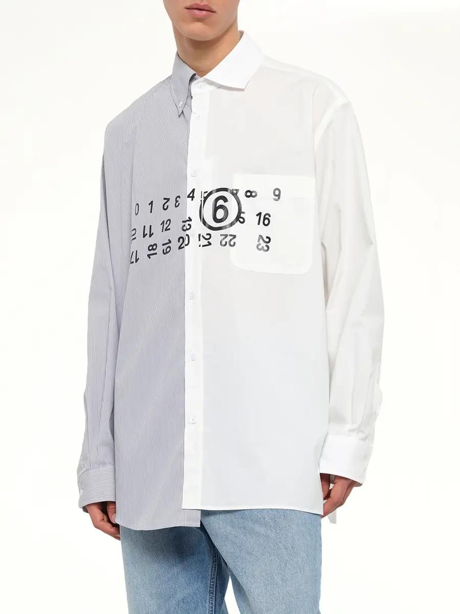 MM6 MAISON MARGIELA Long-sleeved Shirt in Off White/grey | Thumbnail 6 MM6 MAISON MARGIELA Long-sleeved Shirt in Off White/grey | Thumbnail 6