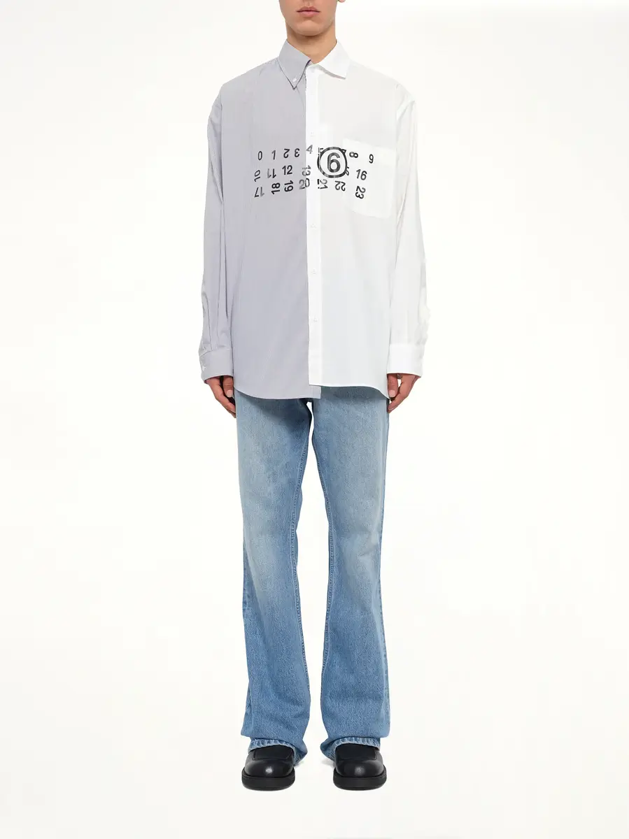 MM6 MAISON MARGIELA Long-sleeved Shirt in Off White/grey | Thumbnail 7 MM6 MAISON MARGIELA Long-sleeved Shirt in Off White/grey | Thumbnail 7