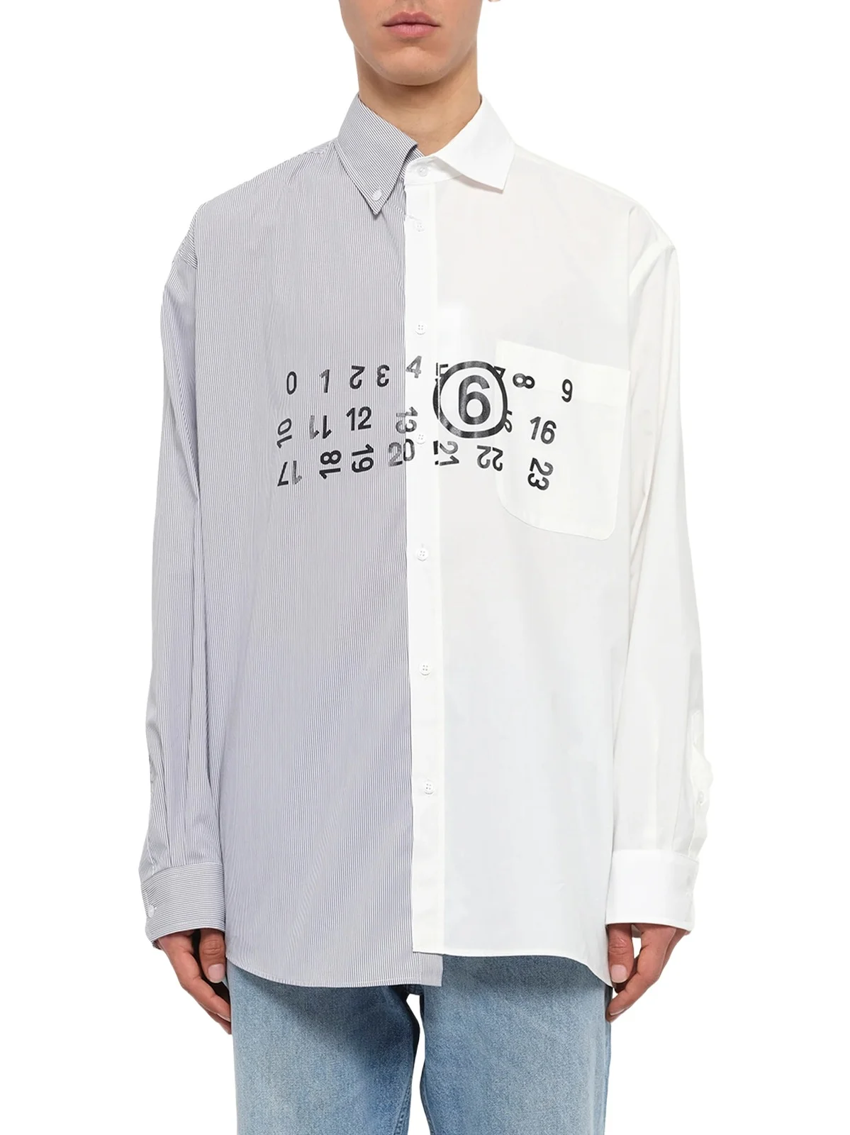 MM6 MAISON MARGIELA Long-sleeved Shirt in Off White/grey